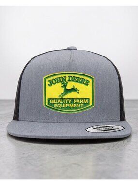 John Deere YP Flat Bill Trucker Hat Mesh Back Snapback grey/black